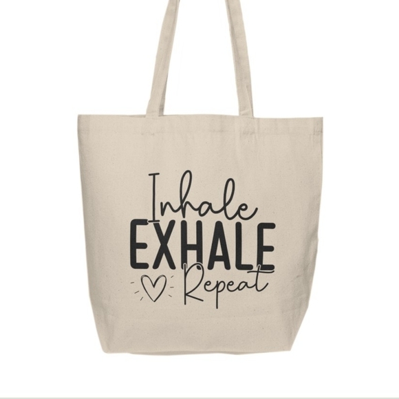 Inhale Exhale Repeat Custom Tote Bag - Picture 2 of 3